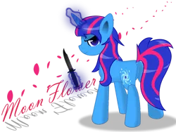 Size: 1024x768 | Tagged: safe, artist:nihithebrony, derpibooru import, oc, oc:moon flower, unofficial characters only, pony, unicorn, female, glow, glowing horn, horn, image, knife, magic, png, simple background, smiling, solo, telekinesis, transparent background, unicorn oc