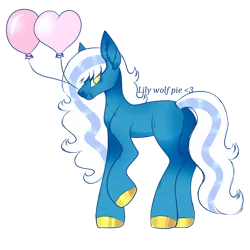 Size: 1280x1280 | Tagged: safe, artist:lilywolfpie-yt, derpibooru import, oc, oc:fleurbelle, earth pony, pony, balloon, butt, female, heart balloon, image, mare, mouth hold, plot, png, race swap, simple background, solo, transparent background