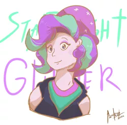 Size: 1689x1663 | Tagged: safe, artist:azulejo, derpibooru import, starlight glimmer, human, equestria girls, fanart, female, image, looking at you, png, smiling, solo, solo female