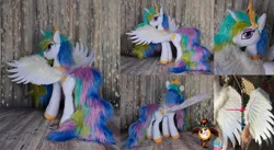 Size: 1825x1000 | Tagged: safe, artist:essorille, derpibooru import, princess celestia, pony, image, irl, jpeg, photo, plushie, solo