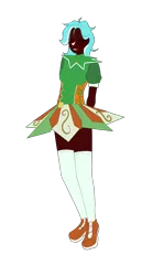 Size: 1229x2212 | Tagged: safe, artist:idkhesoff, derpibooru import, lyra heartstrings, human, alternate hairstyle, clothes, dark skin, dress, eyes closed, female, grin, holiday, humanized, image, irish, png, saint patrick's day, shoes, simple background, smiling, socks, solo, stockings, thigh highs, transparent background