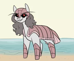 Size: 1479x1230 | Tagged: safe, artist:smirk, derpibooru import, oc, isopod, monster pony, antennae, beach, black sclera, image, ocean, png, simple background, solo, water