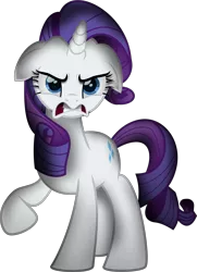 Size: 5199x7170 | Tagged: safe, artist:lincolnbrewsterfan, derpibooru import, rarity, pony, unicorn, my little pony: the movie, the one where pinkie pie knows, .svg available, angry, blue eyes, cute, death stare, dramatic lighting, female, floppy ears, forever, gritted teeth, horn, image, inkscape, looking at you, madorable, mare, movie accurate, png, raised hoof, shading, show moviefied, simple background, standing, staring into your soul, transparent background, vector
