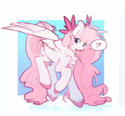 Size: 2067x1912 | Tagged: safe, artist:teapup, derpibooru import, oc, oc:teddy bear, pegasus, pony, :p, bow, emoticon, image, pink, png, solo, tongue out