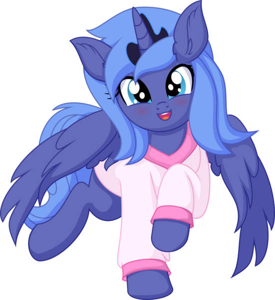 Size: 6365x6934 | Tagged: safe, artist:cyanlightning, derpibooru import, princess luna, alicorn, pony, .svg available, absurd resolution, clothes, cute, ear fluff, female, image, looking at you, lunabetes, mare, png, s1 luna, simple background, solo, sweater, transparent background, vector