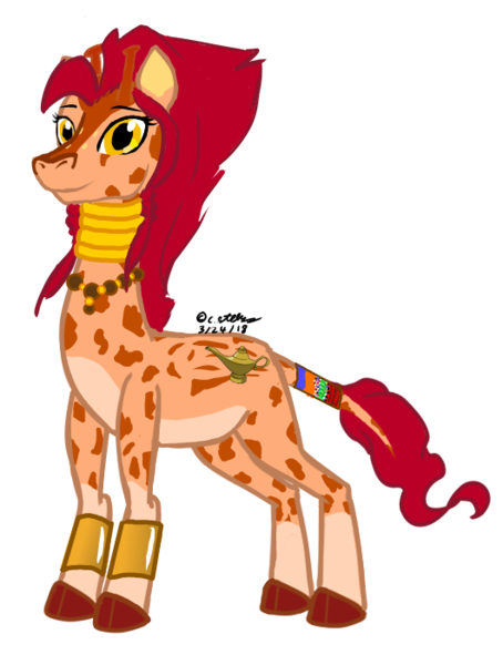 Size: 530x700 | Tagged: safe, artist:adhiguna, artist:johnathon-matthews, derpibooru import, oc, oc:khunis jirall, giraffe, deviantart watermark, image, jewelry, long neck, obtrusive watermark, png, signature, simple background, transparent background, watermark