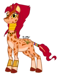 Size: 530x700 | Tagged: safe, artist:adhiguna, artist:johnathon-matthews, derpibooru import, oc, oc:khunis jirall, giraffe, deviantart watermark, image, jewelry, long neck, obtrusive watermark, png, signature, simple background, transparent background, watermark