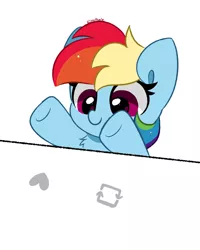 Size: 1920x2401 | Tagged: safe, artist:kittyrosie, derpibooru import, edit, rainbow dash, pegasus, pony, chest fluff, cropped, cute, dashabetes, female, image, jpeg, mare, meta, simple background, smiling, solo, twitter, white background