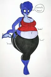 Size: 845x1280 | Tagged: suggestive, artist:thaliaglacyswells, derpibooru import, oc, oc:glacy tundra, unofficial characters only, anthro, hybrid, orca, orca pony, original species, unguligrade anthro, big breasts, blueberry inflation, breasts, cleavage, comic, curvy, female, image, inflation, jpeg, sequence, solo, solo female, traditional art