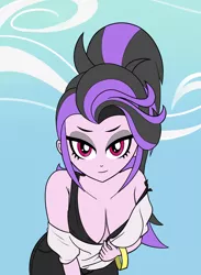 Size: 2200x3000 | Tagged: suggestive, artist:covight, derpibooru import, oc, oc:glitter edge, equestria girls, downblouse, equestria girls oc, image, looking at you, png, solo