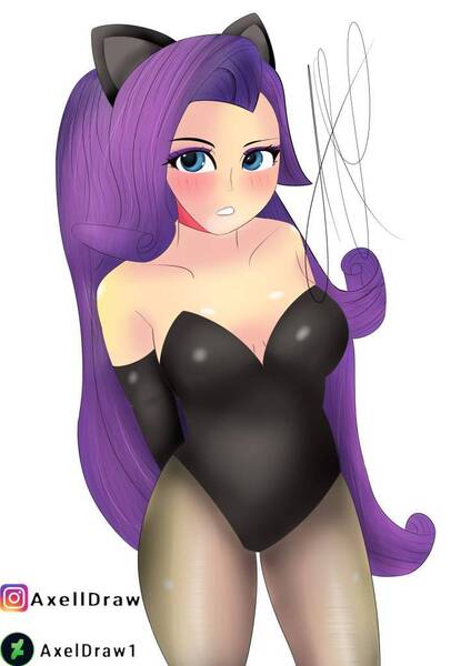 Size: 724x1024 | Tagged: suggestive, artist:axeldraw1, derpibooru import, rarity, equestria girls, arm behind back, blushing, cat ears, clothes, female, human coloration, image, jpeg, leotard, raricat, simple background, solo, solo female, white background