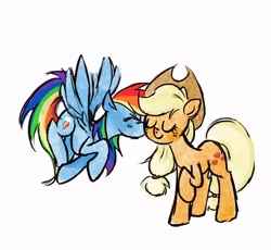 Size: 858x788 | Tagged: safe, artist:laya-21, derpibooru import, applejack, rainbow dash, appledash, female, image, jpeg, lesbian, shipping, simple background, white background