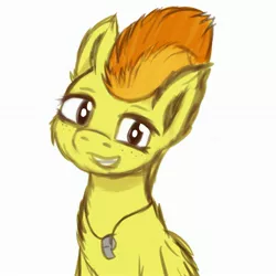 Size: 2893x2893 | Tagged: safe, artist:simplesample, derpibooru import, spitfire, pegasus, pony, colored sketch, cute, cutefire, image, jpeg, looking at you, simple background, sketch, smiling, solo, spitfire's whistle, whistle, whistle necklace, white background, wings