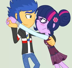 Size: 1672x1568 | Tagged: safe, artist:imtailsthefoxfan, derpibooru import, flash sentry, sci-twi, twilight sparkle, equestria girls, blushing, dancing, duo, female, flashlight, image, male, png, sci twi, sciflash, shipping, simple background, straight
