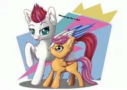 Size: 4096x2892 | Tagged: safe, artist:db, artist:dbcreativearts, derpibooru import, scootaloo, zipp storm, pegasus, g5, image, jpeg