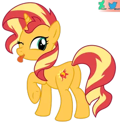 Size: 2000x2063 | Tagged: safe, artist:kuren247, derpibooru import, sunset shimmer, pony, unicorn, cheeky, cute, female, image, looking back, mare, one eye closed, png, raspberry, shimmerbetes, show accurate, simple background, solo, tongue out, transparent background, vector, wink