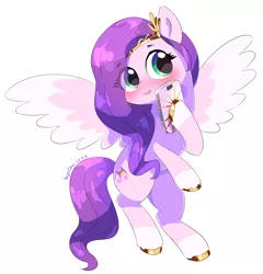 Size: 2516x2620 | Tagged: safe, artist:leo19969525, derpibooru import, pipp petals, pegasus, pony, adorapipp, cute, eye clipping through hair, eyebrows, eyebrows visible through hair, female, g5, image, jpeg, mare, mobile phone, open mouth, phone, simple background, solo, spread wings, white background, wings