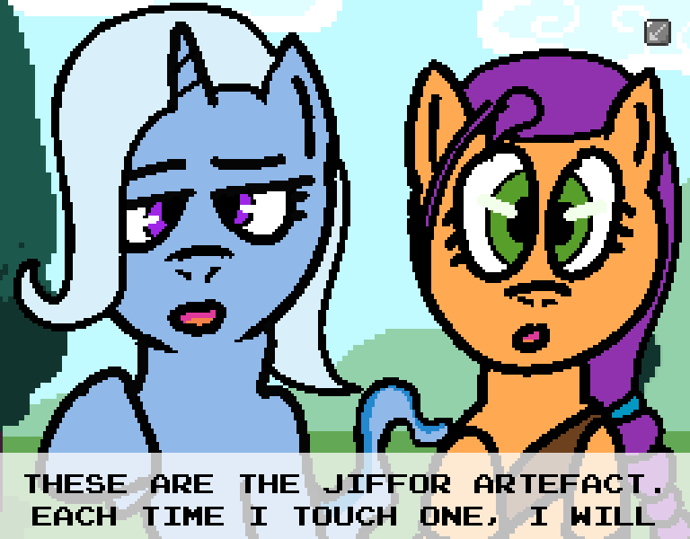 Size: 768x600 | Tagged: safe, artist:blackcat, derpibooru import, sunny starscout, trixie, earth pony, ghost, undead, unicorn, banned from equestria daily, my little pony: a new generation, (still) banned from equestria, g5, image, png, spirit, style emulation