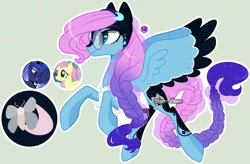 Size: 1024x670 | Tagged: safe, artist:dinkydoolove, derpibooru import, oc, alicorn, pegasus, pony, base used, braid, braided tail, female, glasses, image, magical lesbian spawn, mare, offspring, parent:fluttershy, parent:princess luna, parents:lunashy, pegasus oc, png, screencap reference, simple background, tail, transparent background, wings