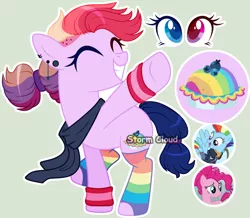 Size: 1024x891 | Tagged: safe, artist:dinkydoolove, artist:lazuli0209, derpibooru import, pinkie pie, rainbow dash, oc, earth pony, pegasus, pony, base used, clothes, ear piercing, female, grin, image, jpeg, magical lesbian spawn, mare, offspring, parent:pinkie pie, parent:rainbow dash, parents:pinkiedash, pegasus oc, piercing, rainbow socks, screencap reference, simple background, smiling, socks, striped socks, underhoof, wings