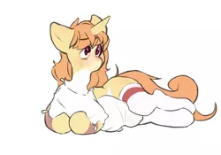 Size: 5000x3500 | Tagged: safe, artist:osukel, derpibooru import, oc, oc:zola, unofficial characters only, unicorn, blushing, body pillow, clothes, horn, hug, image, pillow, pillow hug, png, simple background, sketch, socks, solo, unicorn oc, white background