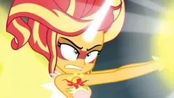 Size: 3410x1920 | Tagged: safe, derpibooru import, screencap, sunset shimmer, equestria girls, friendship games, bare shoulders, daydream shimmer, female, high res, image, jpeg, sleeveless, solo, strapless