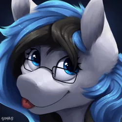 Size: 1200x1200 | Tagged: safe, artist:st4rs6, derpibooru import, oc, oc:kezzie, unofficial characters only, pegasus, bust, commission, glasses, image, jpeg, portrait, solo, tongue out