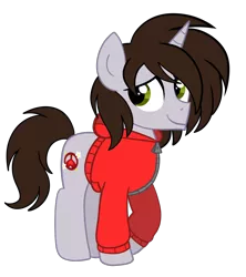 Size: 900x1013 | Tagged: safe, artist:saveraedae, derpibooru import, oc, ponified, unofficial characters only, pony, unicorn, clothes, colt, foal, image, jacket, looking offscreen, male, png, show accurate, solo, teenager, the mark side