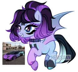 Size: 1280x1181 | Tagged: safe, artist:herusann, derpibooru import, oc, unofficial characters only, bat pony, pony, base used, bat pony oc, bat wings, car, collar, eyelashes, female, grin, hoof polish, image, makeup, mare, png, simple background, smiling, solo, transparent background, wings