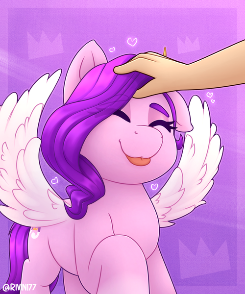 Size: 2000x2400 | Tagged: safe, artist:rivin177, derpibooru import, pipp, pipp petals, pegasus, pony, :p, birb, commission, cute, daaaaaaaaaaaw, eyes closed, g5, hand, heart, hooves up, image, pet, pipp is short, png, simple background, smoll, spread wings, tongue out, wings, your character here