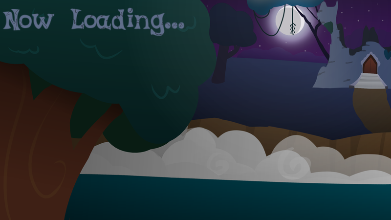 Size: 4096x2304 | Tagged: safe, artist:candy meow, derpibooru import, castle, castle of the royal pony sisters, everfree forest, evershade castle, evershade forest, forest, image, legends of equestria, loading screen, mist, moon, night, png, tree