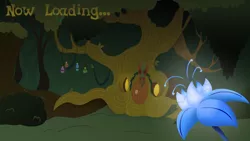 Size: 4096x2304 | Tagged: safe, artist:candy meow, derpibooru import, everfree forest, evershade forest, forest, hut, image, legends of equestria, loading screen, png, poison joke, tree, zecora's hut