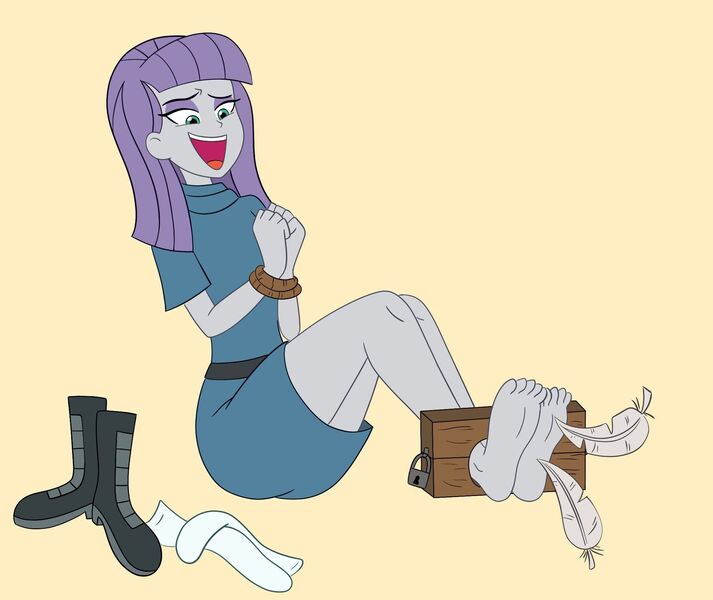 Size: 2146x1807 | Tagged: safe, artist:crock2121, derpibooru import, maud pie, human, equestria girls, ass, barefoot, boots, butt, clothes, cute, dress, feather, feet, fetish, foot fetish, humanized, image, jpeg, laughing, maudabetes, maudsub, rope, shoes, smiling, socks, stocks, tickle fetish, tickle torture, tickling, when she smiles