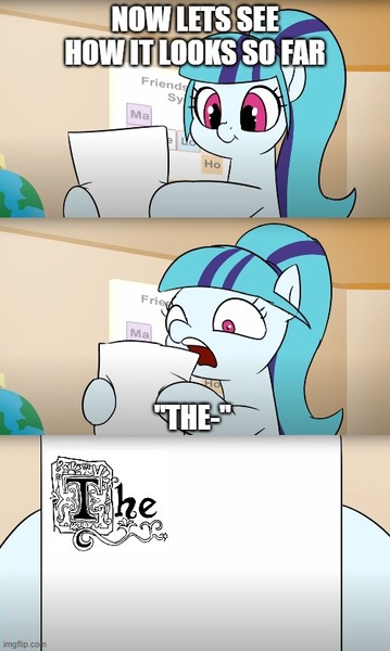 Size: 500x835 | Tagged: safe, artist:doublewbrothers, derpibooru import, edit, sonata dusk, ponified, earth pony, pony, equestria girls, exploitable meme, image, jpeg, meme, procrastination, solo, spongebob squarepants, the