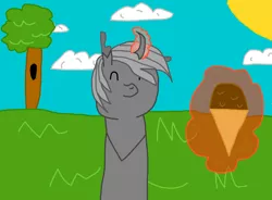 Size: 2000x1473 | Tagged: safe, artist:toby the changeling, derpibooru import, oc, oc:toby, unofficial characters only, changeling, chocolate, cute, food, horn, ice cream, image, male, png, simple background, solo