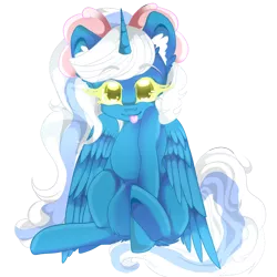 Size: 1024x1024 | Tagged: safe, artist:sakimiaji, derpibooru import, oc, oc:fleurbelle, alicorn, pony, :p, alicorn oc, bow, cute, female, hair bow, horn, image, mare, png, simple background, tongue out, transparent background, wingding eyes, wings, yellow eyes