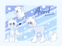 Size: 4096x3051 | Tagged: safe, artist:rolo, derpibooru import, oc, oc:auril avalanche, unofficial characters only, pony, unicorn, blushing, ear fluff, female, frown, image, leonine tail, looking at you, looking back, mare, png, reference sheet, smiling, solo, tail