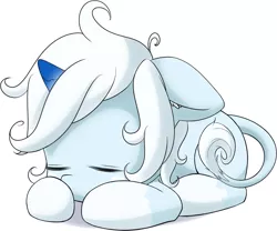 Size: 991x825 | Tagged: safe, artist:rolo, derpibooru import, oc, oc:auril avalanche, unofficial characters only, pony, unicorn, 2013, coat markings, eyes closed, female, floppy ears, image, leonine tail, lying down, mare, png, prone, simple background, sleeping, socks (coat marking), solo, tail, white background