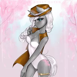 Size: 3000x3000 | Tagged: suggestive, artist:sweet-queen, derpibooru import, oc, oc:iris dal signo, anthro, unicorn, breasts, clothes, detective, image, leg rings, lingerie, png, scar