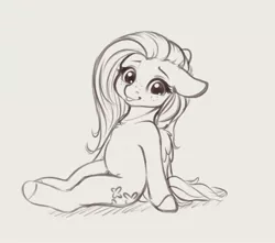 Size: 2254x1990 | Tagged: safe, artist:miokomata, derpibooru import, fluttershy, pegasus, pony, cute, female, floppy ears, freckles, freckleshy, image, jpeg, looking at you, mare, monochrome, shyabetes, simple background, smiling, smiling at you, solo, white background