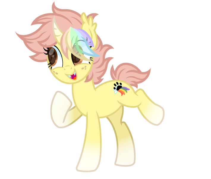 Size: 3000x2536 | Tagged: safe, artist:ponkus, derpibooru import, oc, oc:ponkus, unofficial characters only, bat pony, hybrid, pony, unicorn, coat markings, curved horn, ear fluff, fangs, female, freckles, full body, high res, hooves, horn, image, mare, open mouth, open smile, png, raised hoof, raised leg, show accurate, simple background, smiling, socks (coat marking), solo, standing, standing on two hooves, transparent background