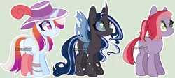 Size: 4789x2137 | Tagged: safe, artist:dinkydoolove, derpibooru import, changeling queen oc, oc, unofficial characters only, changeling, changeling queen, earth pony, pony, unicorn, base used, earth pony oc, female, hat, horn, image, mare, png, simple background, sun hat, unicorn oc