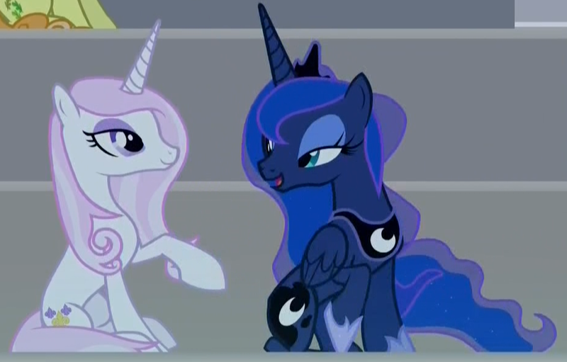 Size: 931x595 | Tagged: safe, derpibooru import, screencap, fleur-de-lis, junebug, princess luna, horse play, cropped, image, png