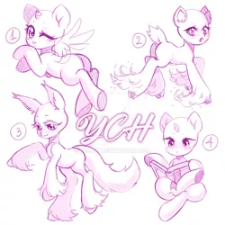 Size: 1024x1024 | Tagged: safe, artist:miioko, derpibooru import, oc, unofficial characters only, alicorn, earth pony, pony, semi-anthro, alicorn oc, bald, commission, crossed legs, earth pony oc, hoof fluff, horn, image, jpeg, reading, simple background, sitting, white background, wings, your character here