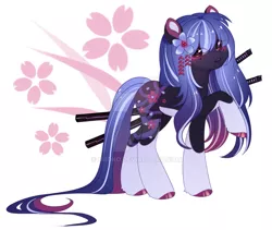 Size: 1024x865 | Tagged: safe, artist:miioko, derpibooru import, oc, unofficial characters only, pony, coat markings, deviantart watermark, female, hoof polish, image, jpeg, mare, obtrusive watermark, raised hoof, simple background, socks (coat marking), solo, watermark, white background