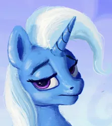 Size: 2048x2307 | Tagged: safe, artist:dummyhorse, artist:phutashi_xd, derpibooru import, trixie, pony, unicorn, abstract background, bust, female, image, lidded eyes, looking at you, mare, png, solo