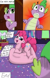 Size: 663x1024 | Tagged: suggestive, artist:mrleft, derpibooru import, applejack, fluttershy, pinkie pie, rainbow dash, rarity, twilight sparkle, twilight sparkle (alicorn), alicorn, earth pony, pegasus, pony, unicorn, comic:party trick, anal vore, belly, belly bed, big belly, blushing, burp, comic, digestion, dock, door, drool, embarrassed, exclamation point, fat, fetish, floppy ears, hiccup, huge belly, image, implied reformation, impossibly large belly, instant digestion, looking back, multiple prey, onomatopoeia, open mouth, oral vore, png, pudgy pie, shocked, sleeping, tail, twilight's castle, unbirthing, vore