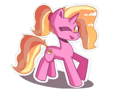 Size: 1300x1000 | Tagged: safe, artist:ronin20181, derpibooru import, luster dawn, pony, unicorn, female, image, one eye closed, png, simple background, solo, transparent background, wink