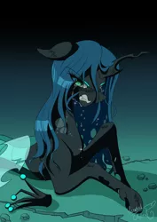 Size: 1448x2048 | Tagged: safe, artist:hauntedtuba, derpibooru import, queen chrysalis, changeling, changeling queen, angry, crown, crying, cute, cutealis, female, image, jewelry, jpeg, lying down, madorable, prone, regalia, sad, sadorable, solo