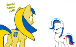 Size: 1134x705 | Tagged: safe, artist:sunlightstorm22, derpibooru import, oc, oc:marussia, oc:ukraine, ponified, pony, current events, duo, image, nation ponies, png, politics, russia, simple background, ukraine, white background